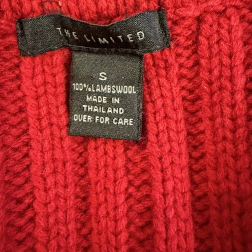 Vintage Chunky Rib Knit open front cardigan Sweater with large collar - Picture 15 of 16